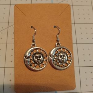 Sun and Moon Dangle Earrings, Costume Jewelry